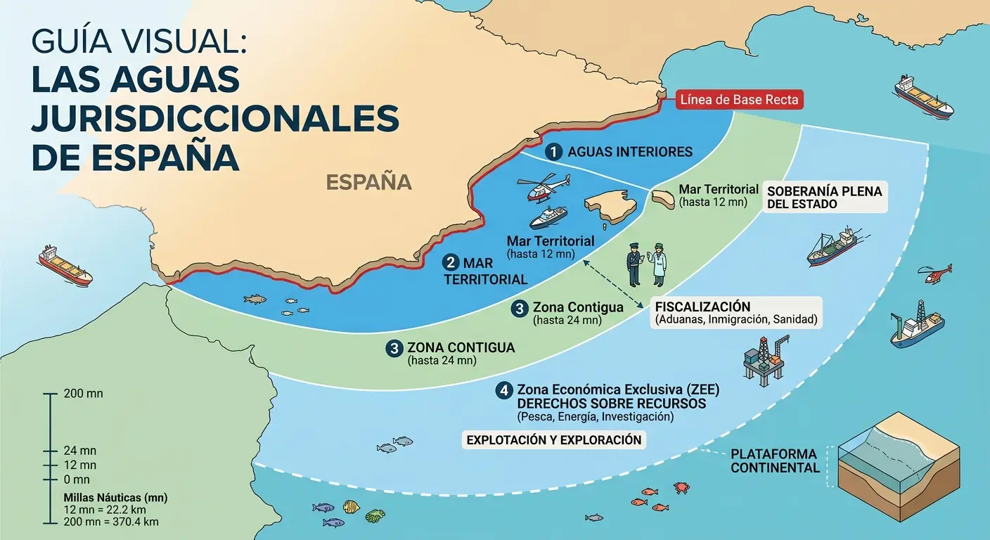 Navegación en el mar territorial y aguas jurisdiccionales de España
