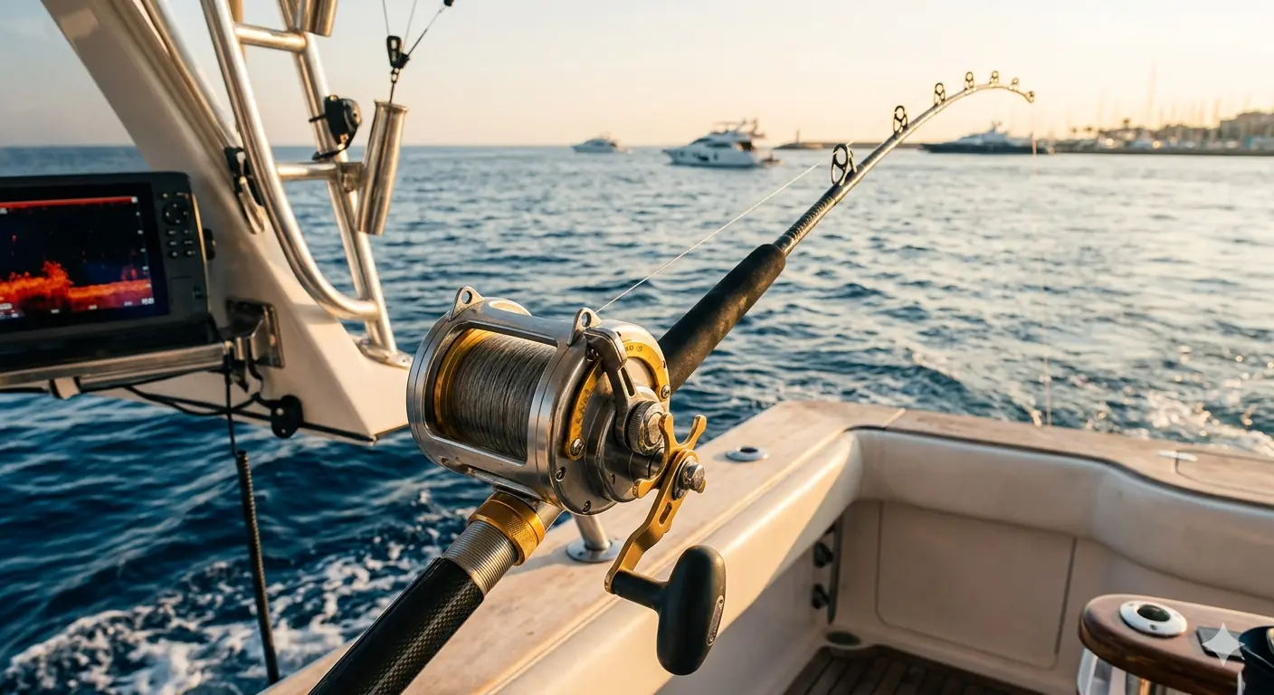 Sport fishing gear on a boat
