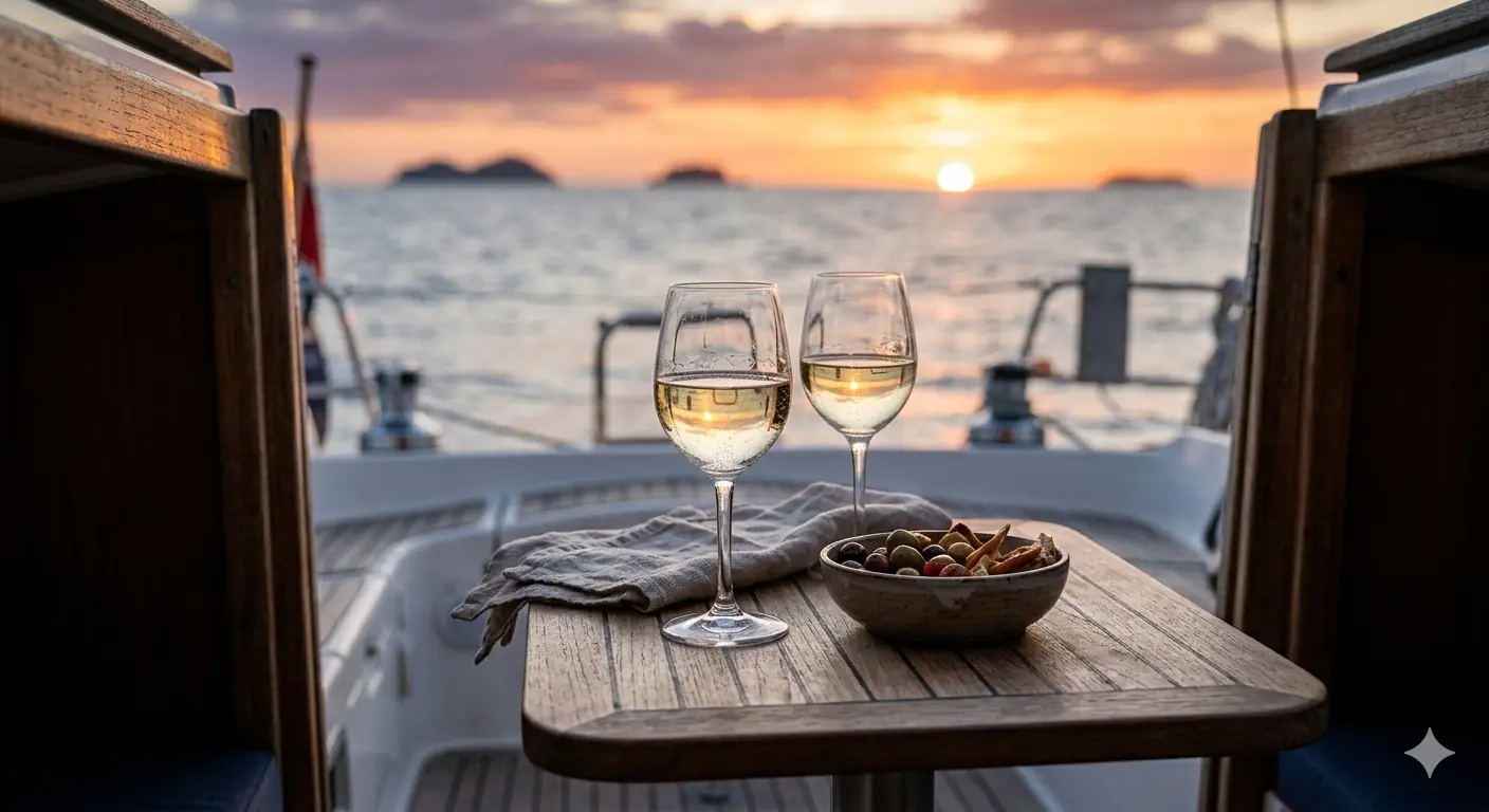 Brindis en la cubierta de un barco