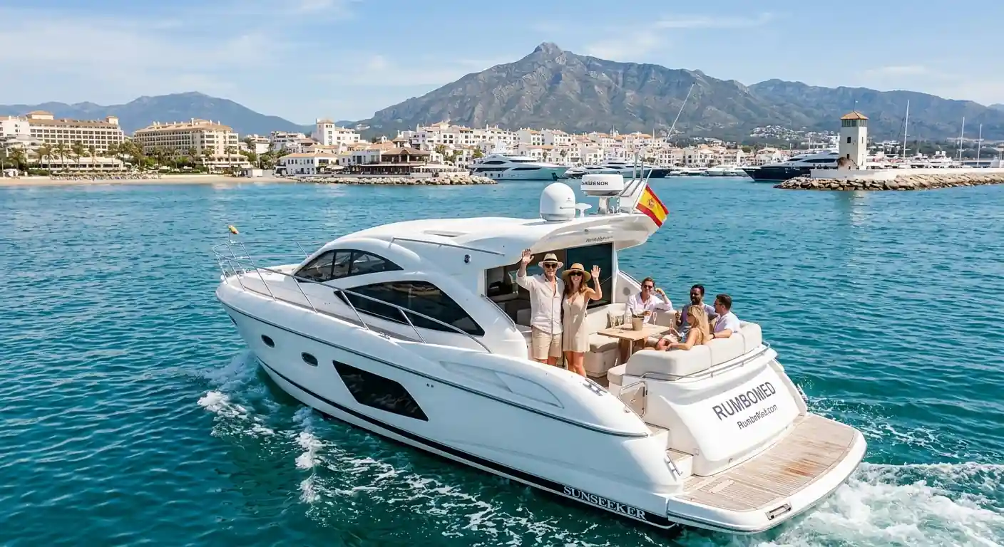 Yate de lujo saliendo de Puerto Banús