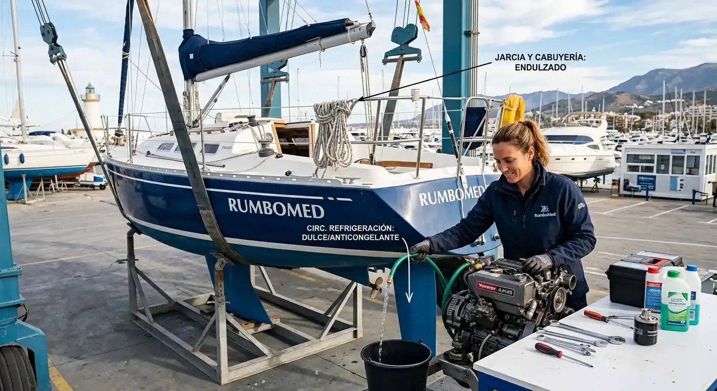 Barco preparado en puerto para la temporada de invernaje