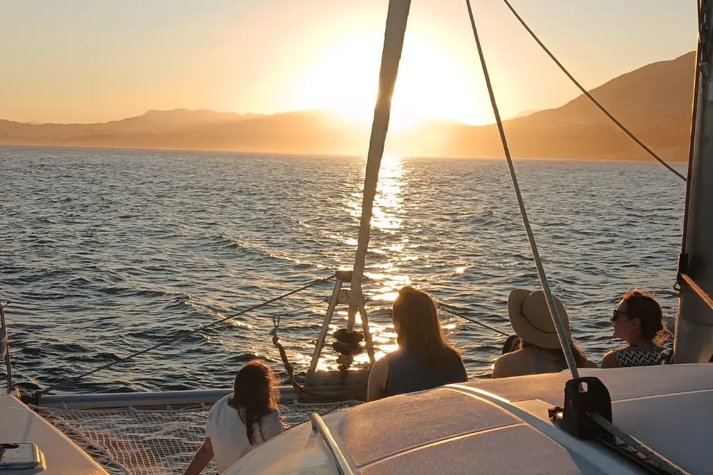 Veleros navegando durante el atardecer