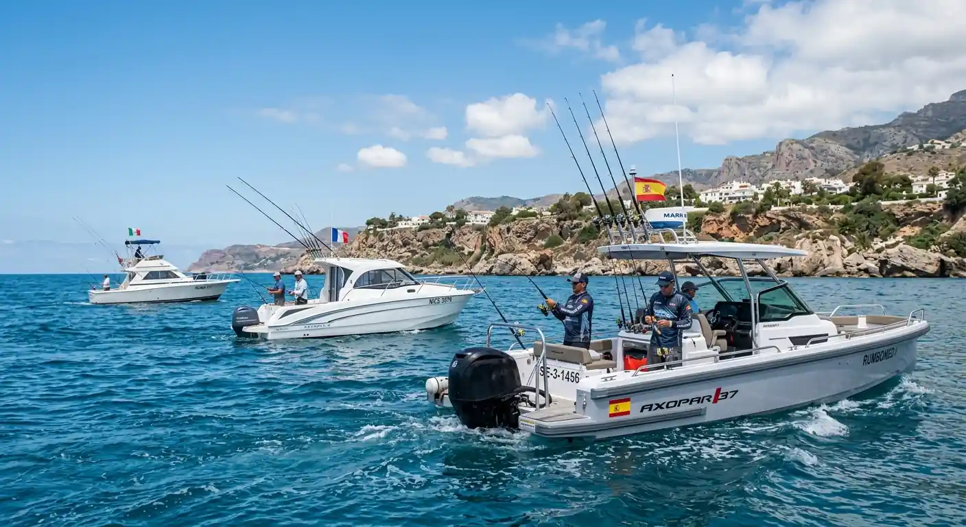 Un barco moderno de pesca deportiva navegando en mar abierto en Europa