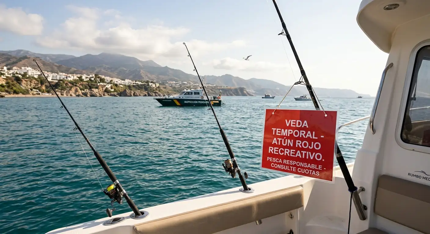 Barco de chárter realizando pesca recreativa responsable en el Mediterráneo